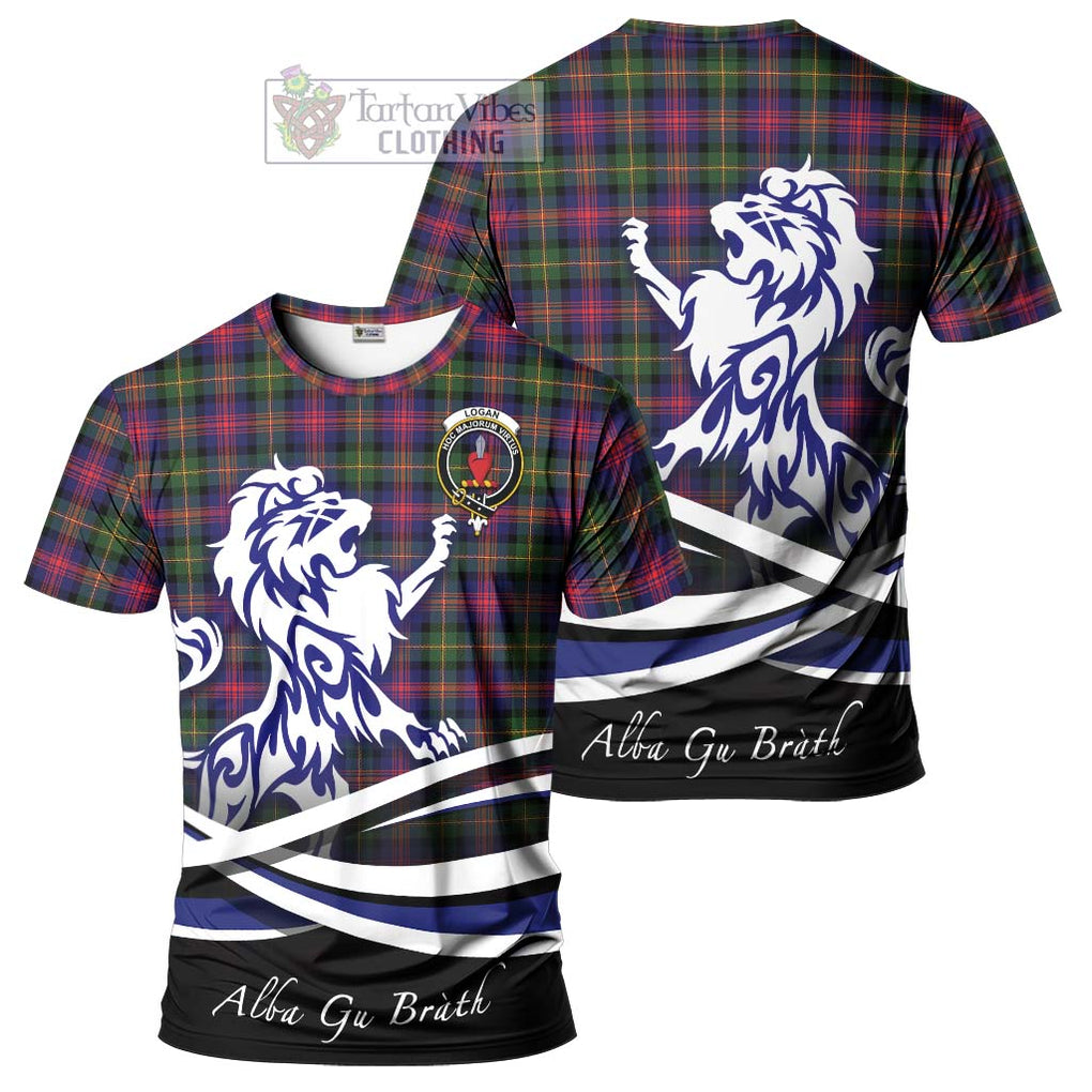 Logan Tartan Cotton T-shirt with Alba Gu Brath Regal Lion Emblem Women's Shirt - Tartan Vibes Clothing