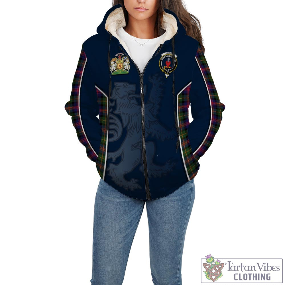 Tartan Vibes Clothing Logan Modern Tartan Sherpa Hoodie with Family Crest and Lion Rampant Vibes Sport Style