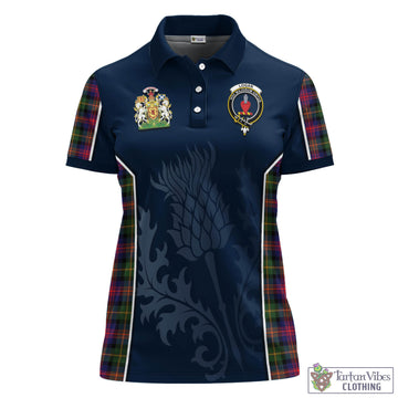 Logan Modern Tartan Women's Polo Shirt with Family Crest and Scottish Thistle Vibes Sport Style