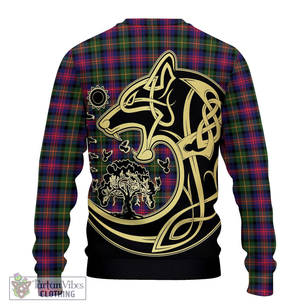 Logan Tartan Knitted Sweater with Family Crest Celtic Wolf Style - Tartan Vibes Clothing