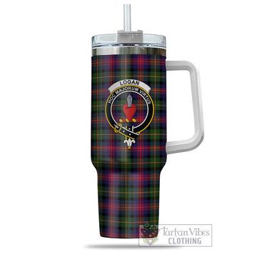 Logan Modern Tartan and Family Crest Tumbler with Handle