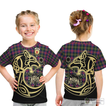 Logan Tartan Kid T-Shirt with Family Crest Celtic Wolf Style
