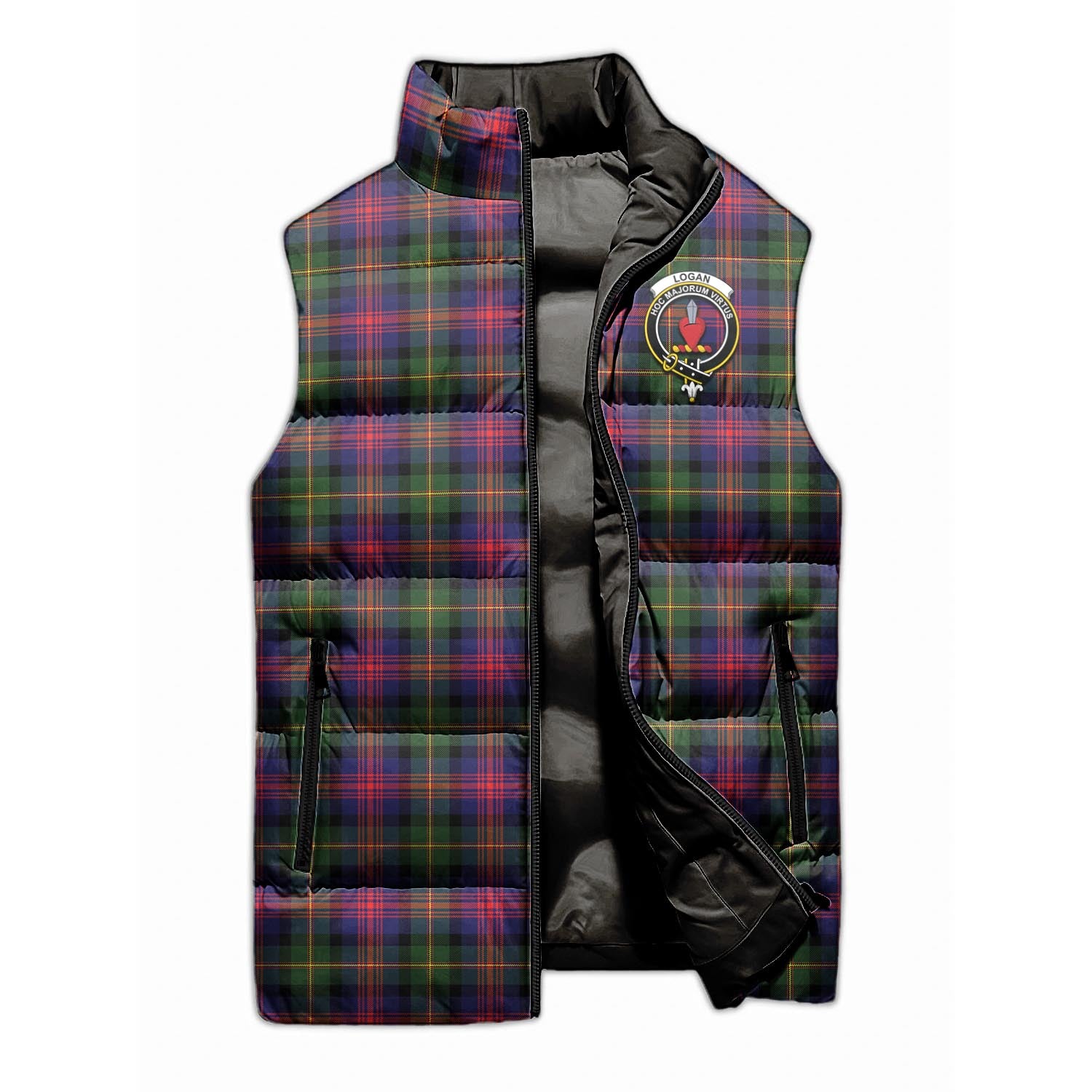Logan Modern Tartan Sleeveless Puffer Jacket with Family Crest - Tartanvibesclothing