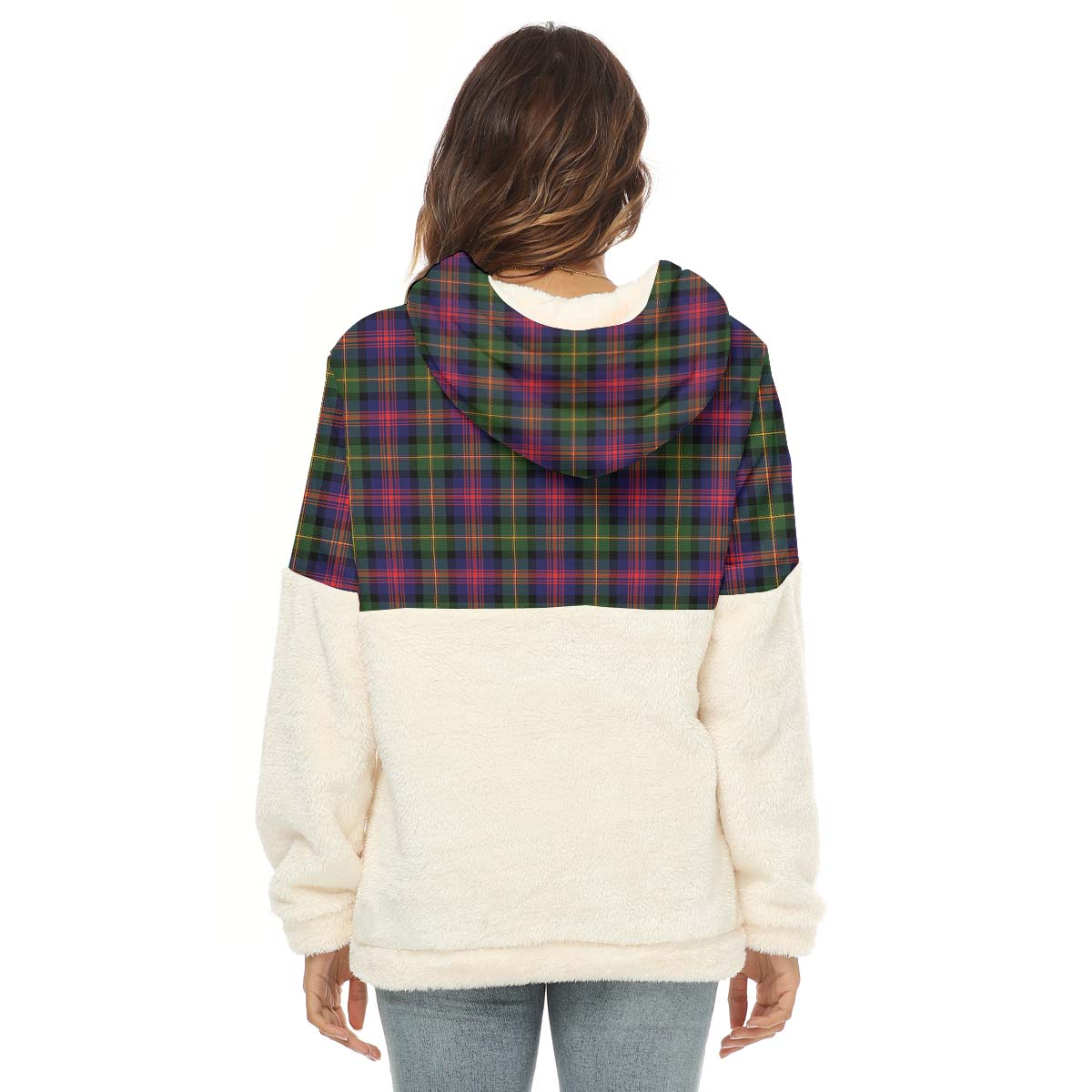 Logan Tartan Women's Borg Fleece Hoodie With Half Zip with Family Crest - Tartan Vibes Clothing