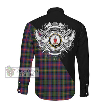 Logan Tartan Long Sleeve Button Shirt with Family Crest and Military Logo Style