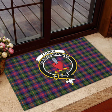 Logan Tartan Rubber Doormat with Family Crest