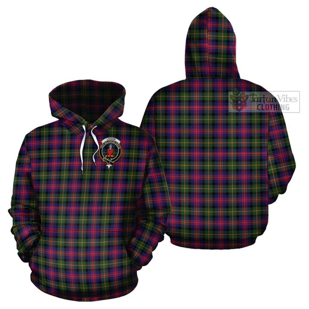 Logan Tartan Cotton Hoodie with Family Crest - Tartan Vibes Clothing