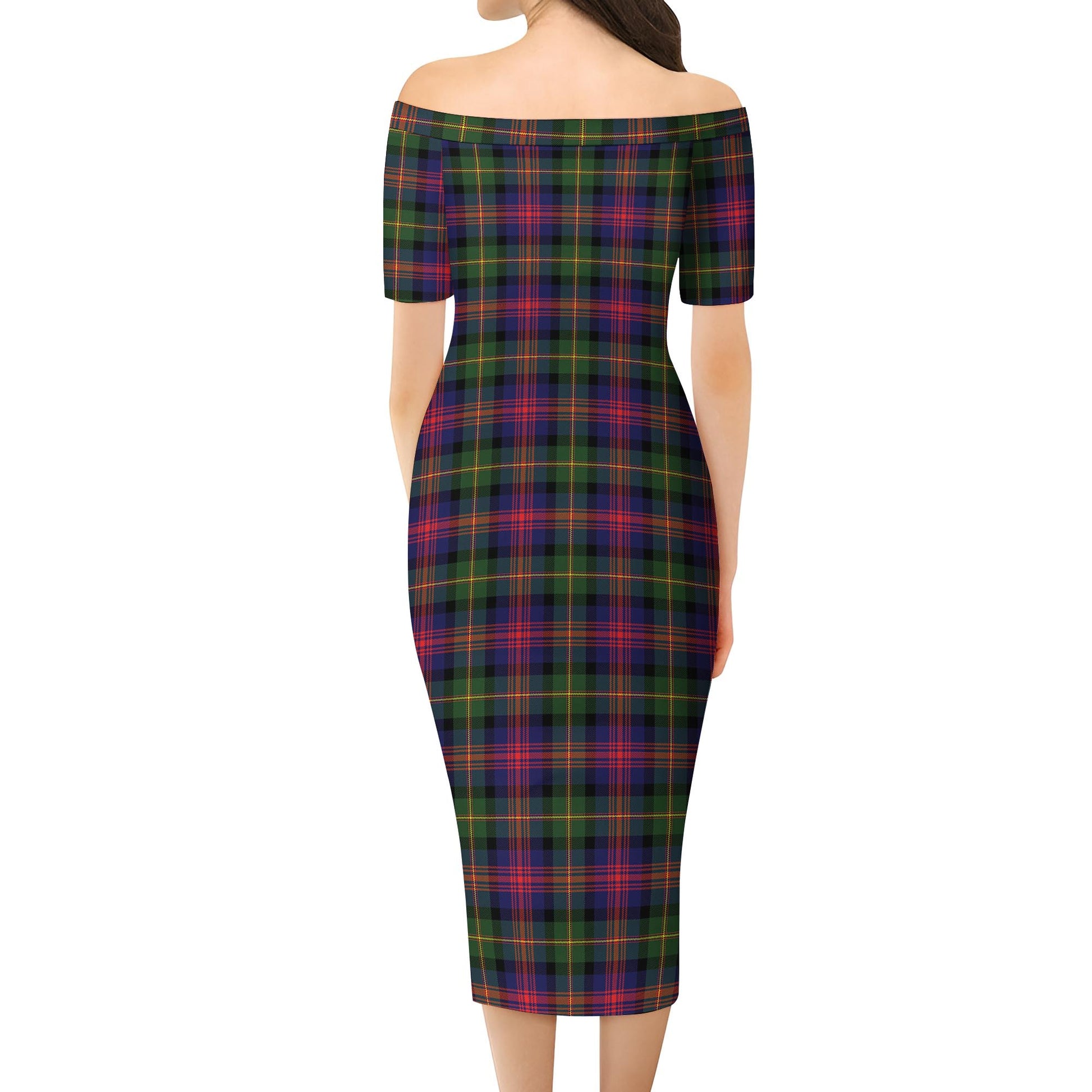 Logan Modern Tartan Off Shoulder Lady Dress - Tartanvibesclothing