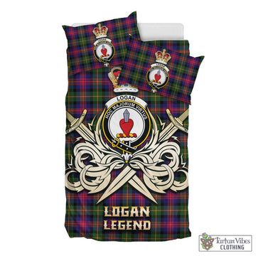 Logan Modern Tartan Bedding Set with Clan Crest and the Golden Sword of Courageous Legacy