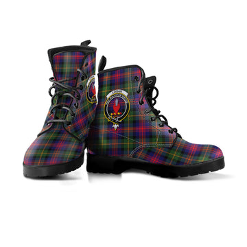 Logan Modern Tartan Leather Boots with Family Crest