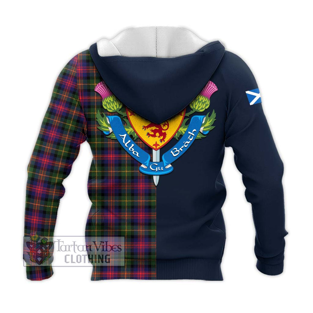 Tartan Vibes Clothing Logan Modern Tartan Knitted Hoodie with Scottish Lion Royal Arm Half Style