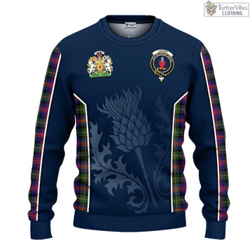 Logan Modern Tartan Knitted Sweatshirt with Family Crest and Scottish Thistle Vibes Sport Style