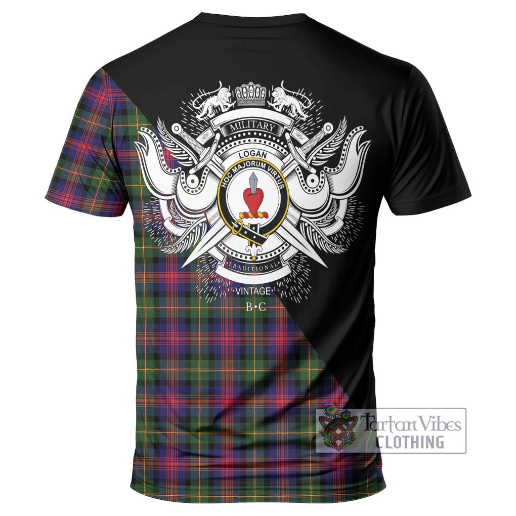 Logan Tartan T-Shirt with Family Crest and Military Logo Style - Tartan Vibes Clothing
