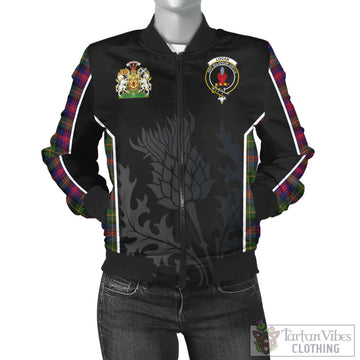 Logan Tartan Bomber Jacket with Family Crest and Scottish Thistle Vibes Sport Style