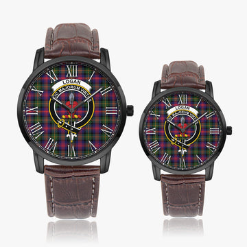 Logan Tartan Family Crest Leather Strap Quartz Watch