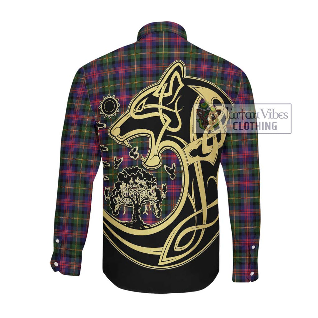 Logan Tartan Long Sleeve Button Shirt with Family Crest Celtic Wolf Style Men's Shirt - Tartan Vibes Clothing