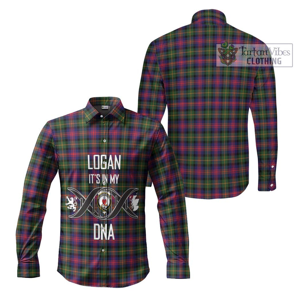 Logan Tartan Long Sleeve Button Shirt with Family Crest DNA In Me Style Men's Shirt - Tartanvibesclothing Shop
