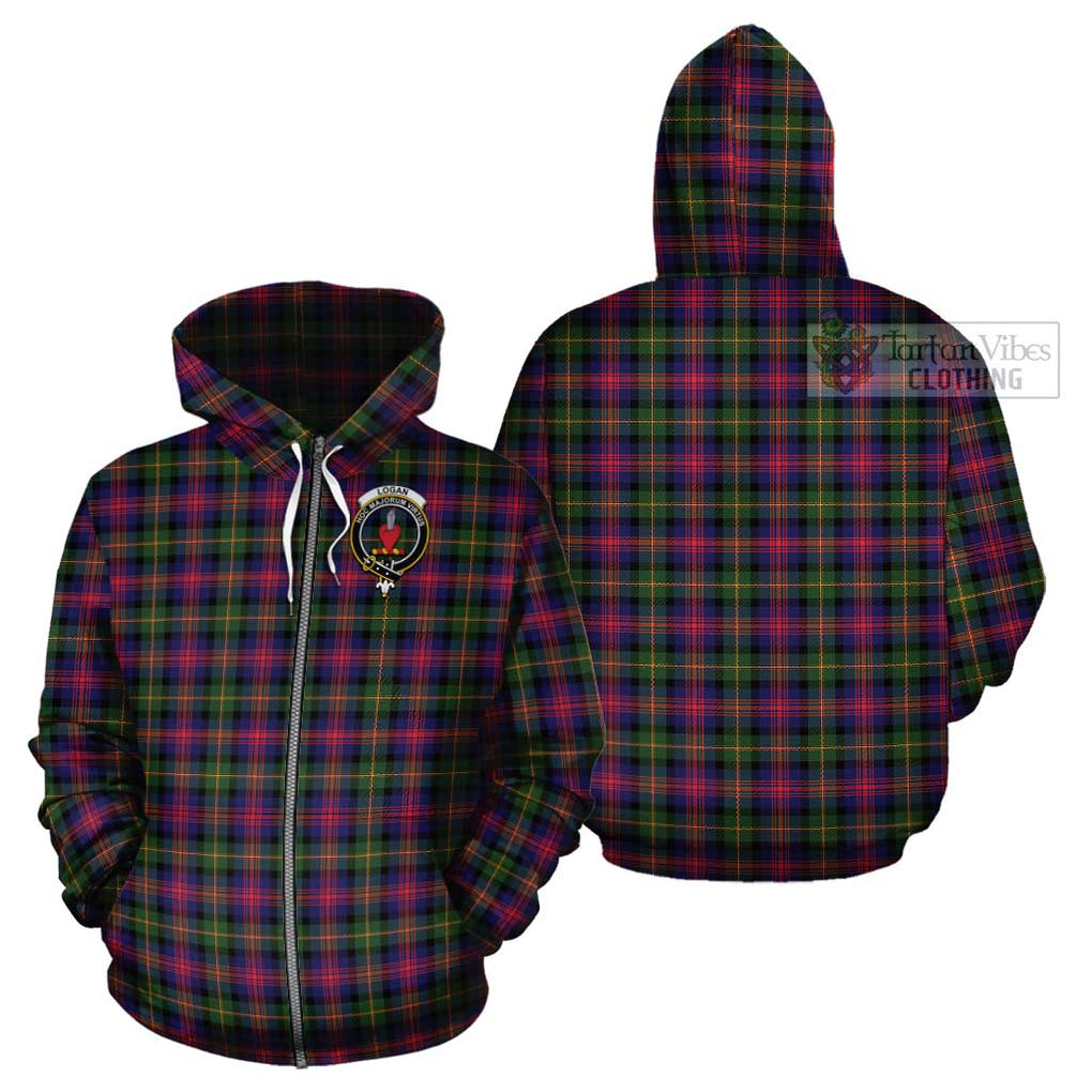 Logan Tartan Cotton Hoodie with Family Crest - Tartan Vibes Clothing