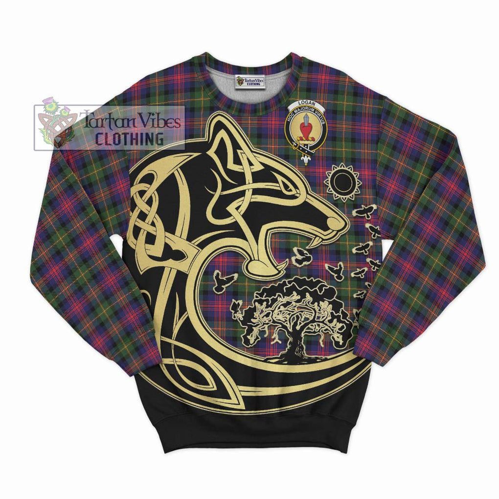Logan Tartan Sweatshirt with Family Crest Celtic Wolf Style - Tartan Vibes Clothing
