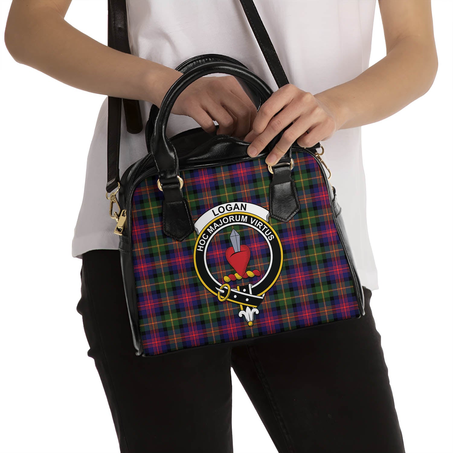 Logan Modern Tartan Shoulder Handbags with Family Crest - Tartanvibesclothing