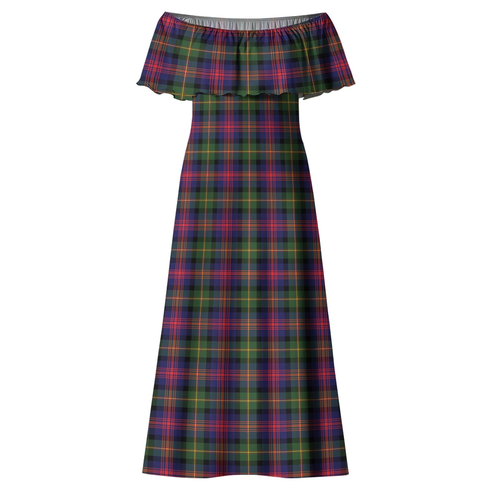 Tartanvibesclothing Logan Tartan Off Shoulder Long Dress
