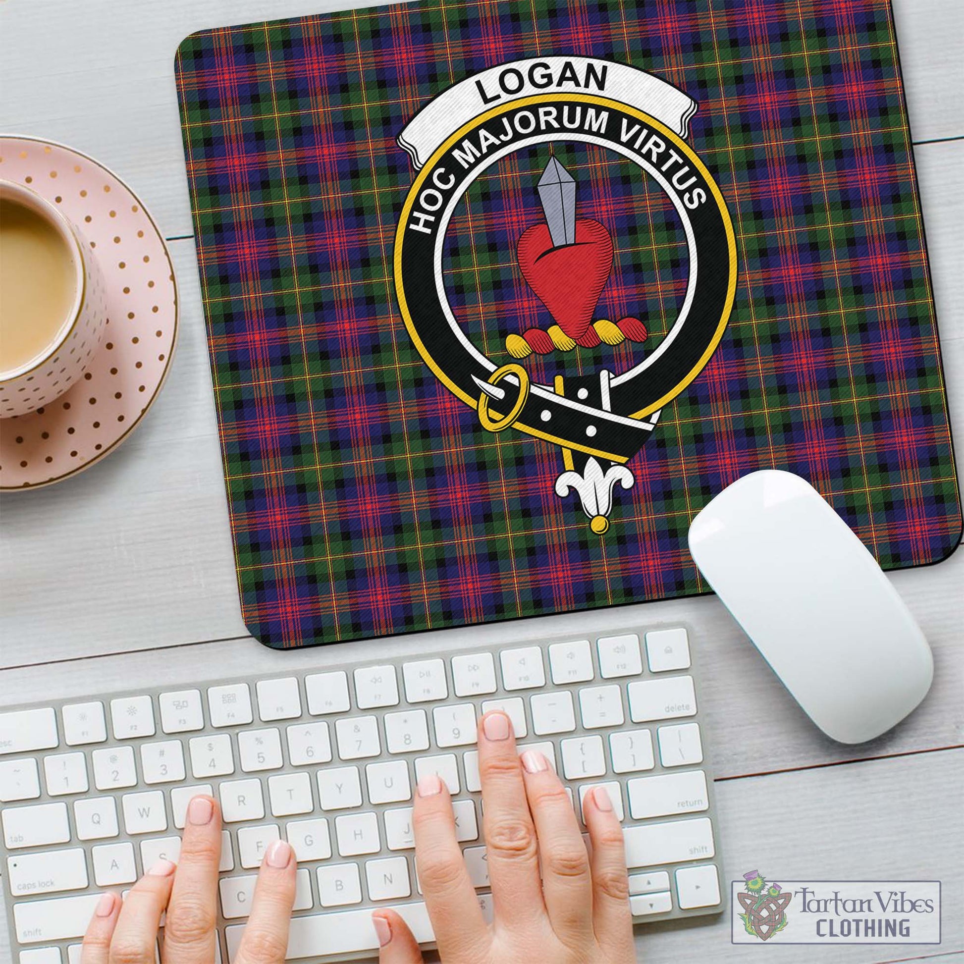 Tartan Vibes Clothing Logan Modern Tartan Mouse Pad with Family Crest