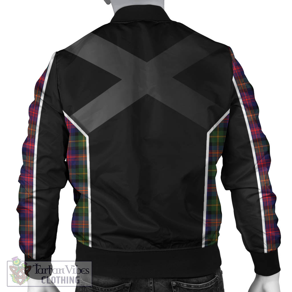 Tartan Vibes Clothing Logan Modern Tartan Bomber Jacket with Family Crest and Scottish Thistle Vibes Sport Style