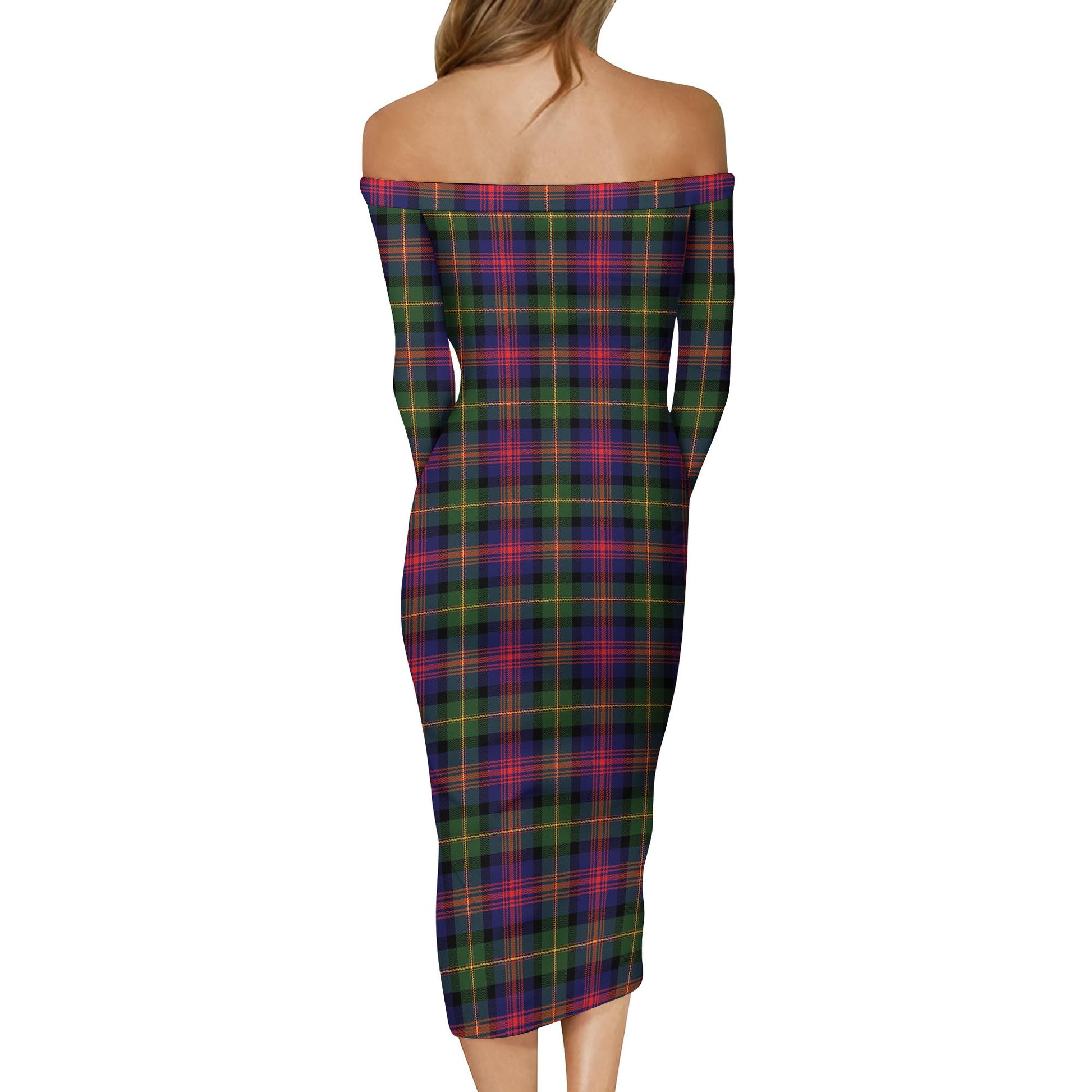 Logan Modern Tartan Off Shoulder Lady Dress - Tartanvibesclothing