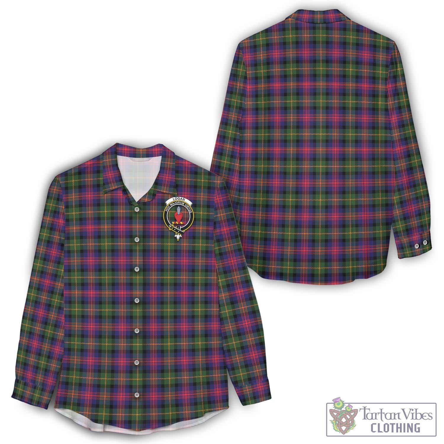 Tartan Vibes Clothing Logan Modern Tartan Womens Casual Shirt with Family Crest