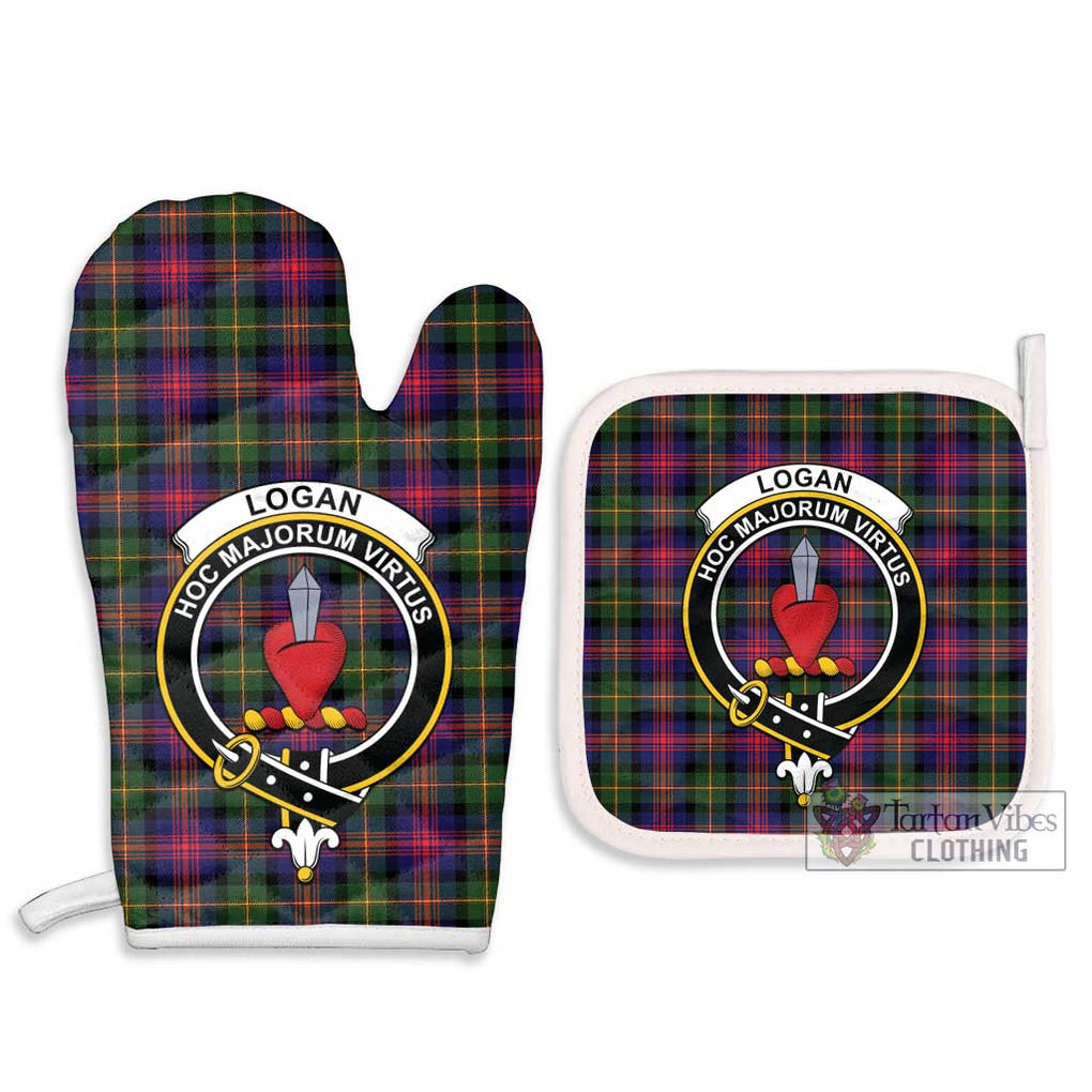 Logan Tartan Combo Oven Mitt & Pot-Holder with Family Crest Combo 1 Oven Mitt & 2 Pot-Holder White - Tartan Vibes Clothing