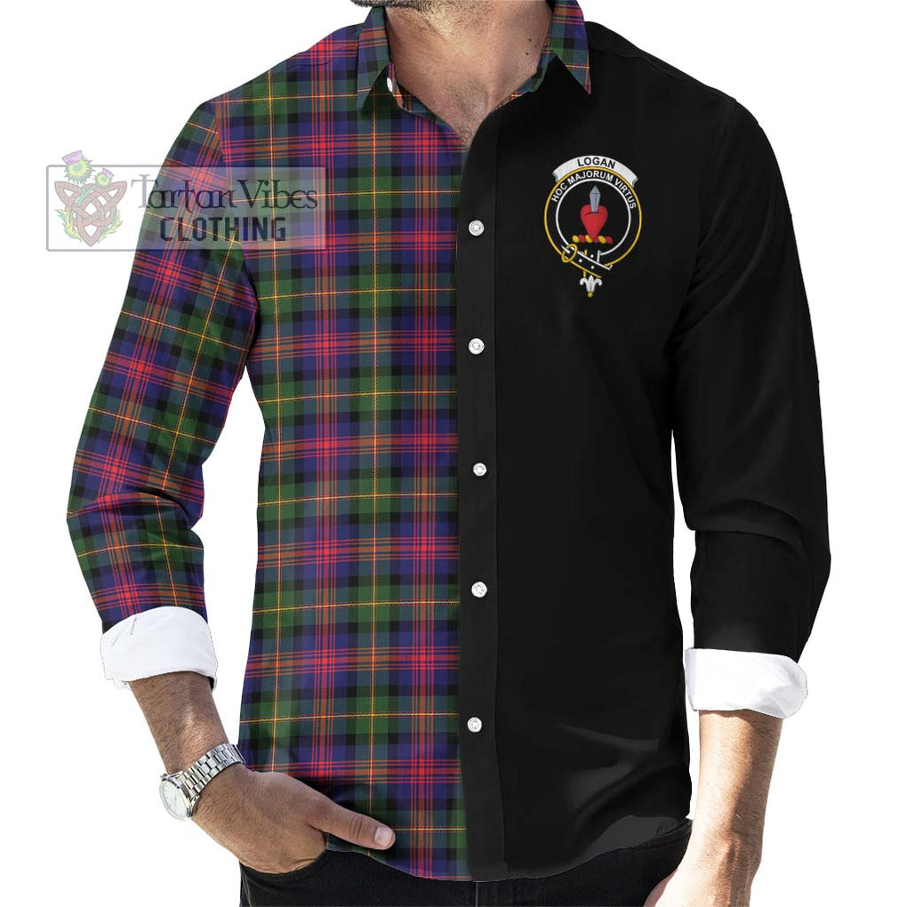 Logan Tartan Long Sleeve Button Shirt with Family Crest and Half Of Me Style - Tartanvibesclothing Shop