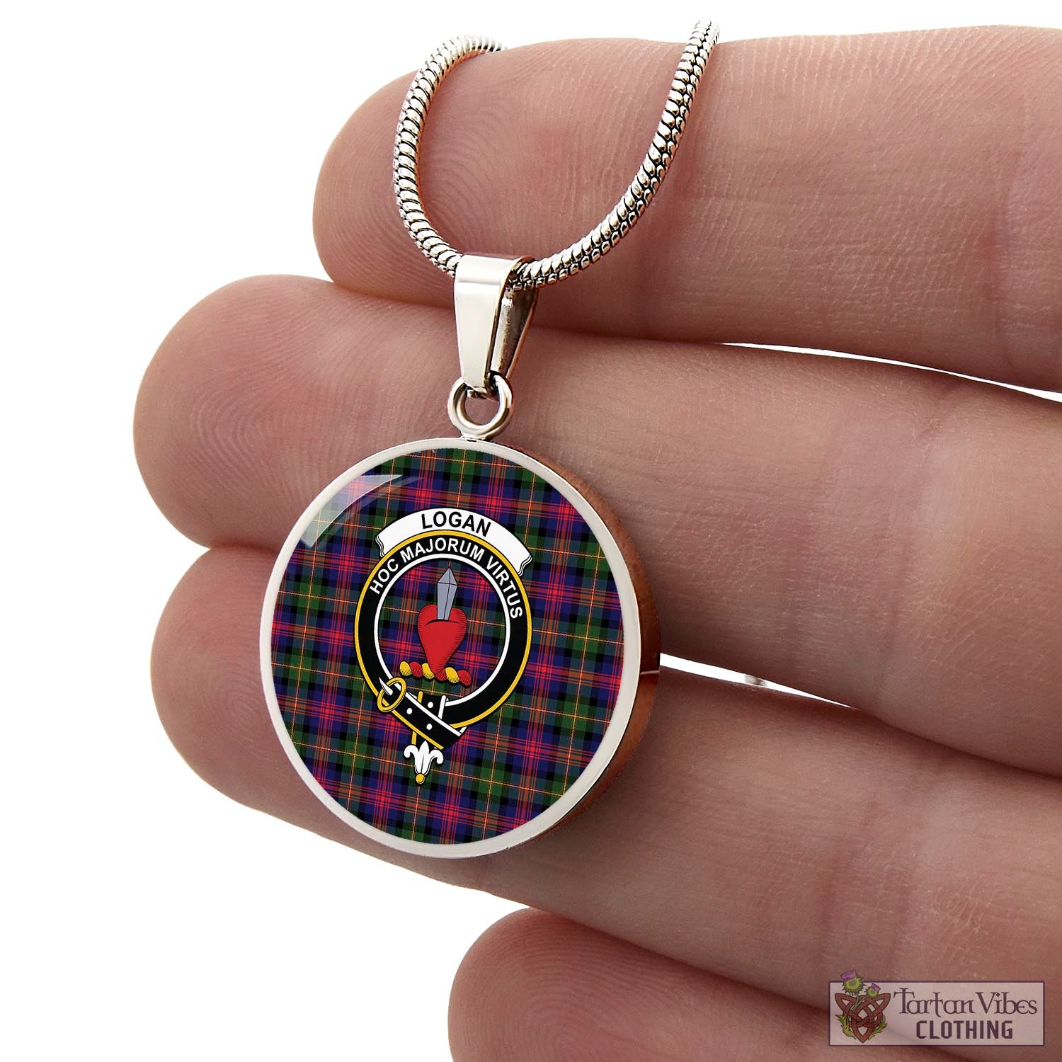 Tartan Vibes Clothing Logan Modern Tartan Circle Necklace with Family Crest