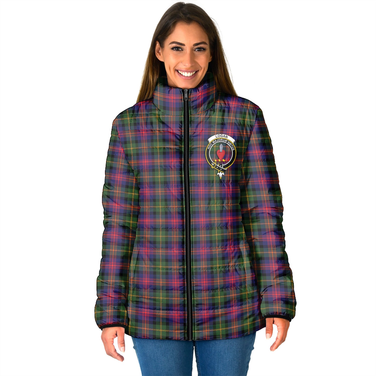 Logan Tartan Padded Jacket with Family Crest - Tartan Vibes Clothing