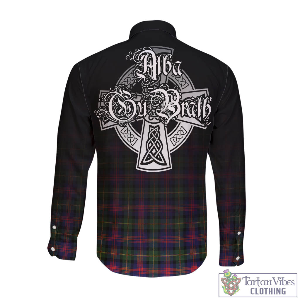 Tartan Vibes Clothing Logan Modern Tartan Long Sleeve Button Up Featuring Alba Gu Brath Family Crest Celtic Inspired
