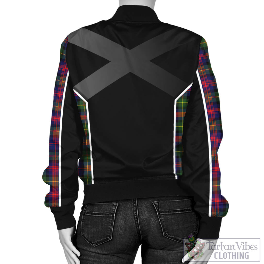Tartan Vibes Clothing Logan Modern Tartan Bomber Jacket with Family Crest and Scottish Thistle Vibes Sport Style
