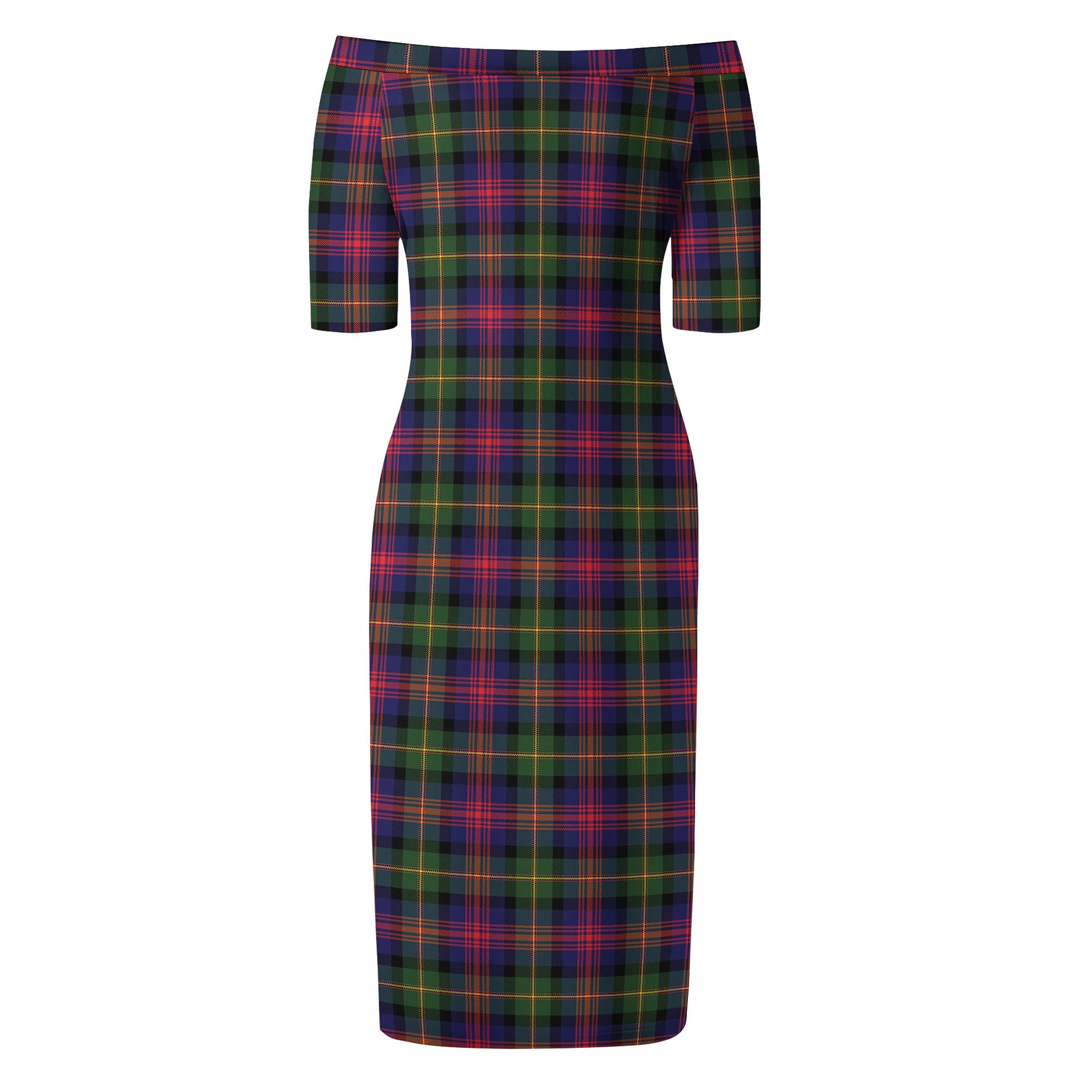Logan Modern Tartan Off Shoulder Lady Dress - Tartanvibesclothing