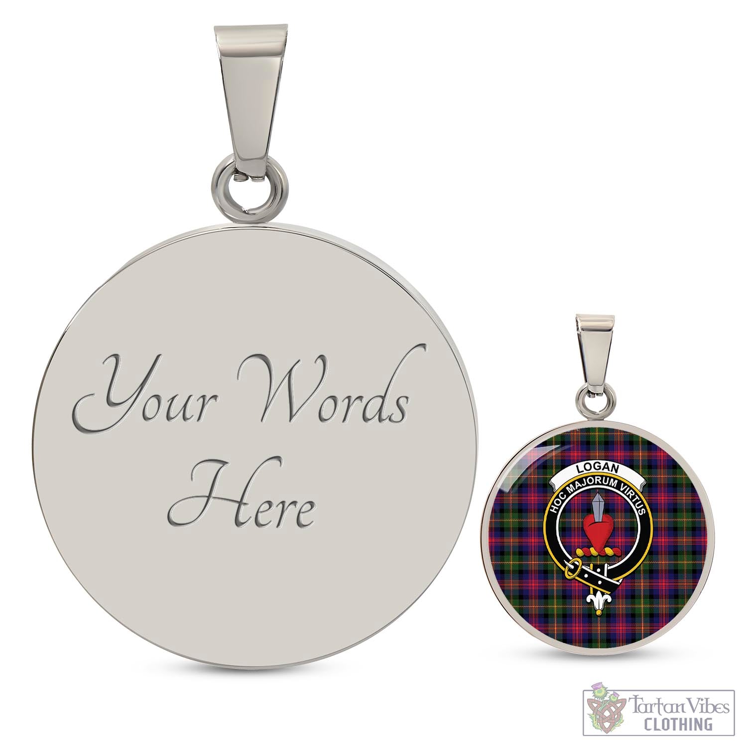 Tartan Vibes Clothing Logan Modern Tartan Circle Necklace with Family Crest