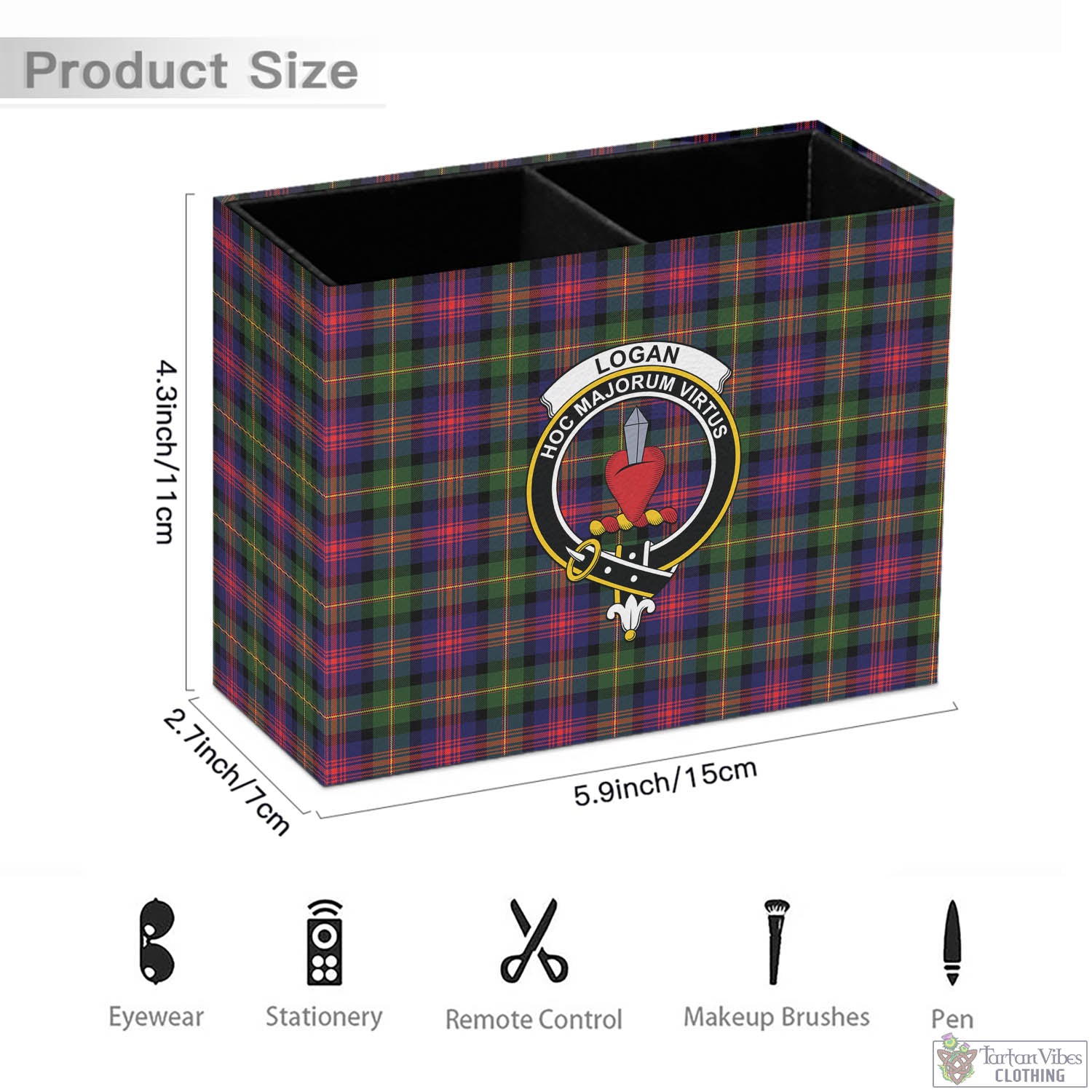 Tartan Vibes Clothing Logan Modern Tartan Pen Holder with Family Crest