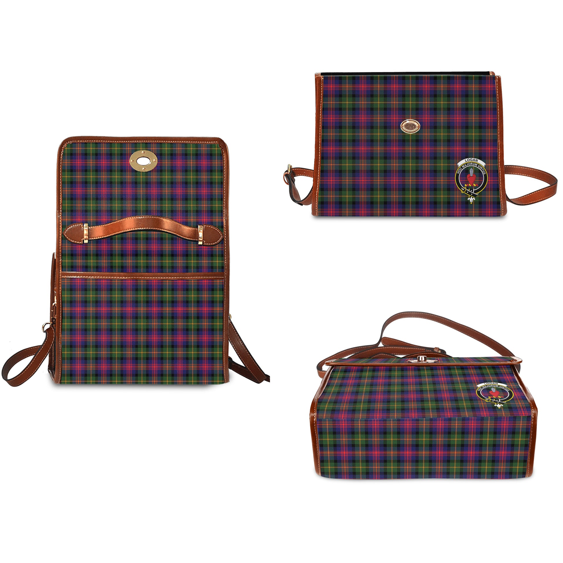 logan-modern-tartan-leather-strap-waterproof-canvas-bag-with-family-crest
