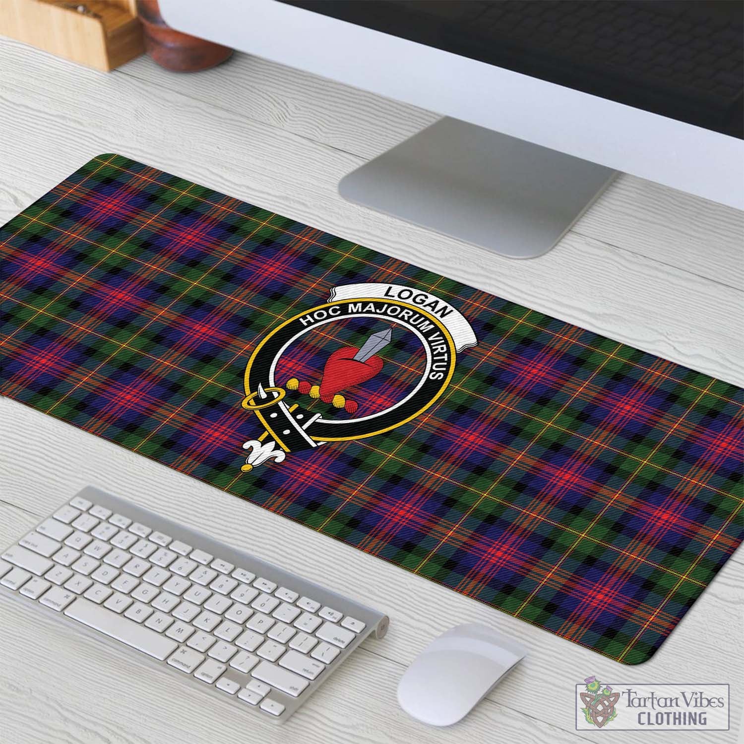 Tartan Vibes Clothing Logan Modern Tartan Mouse Pad with Family Crest
