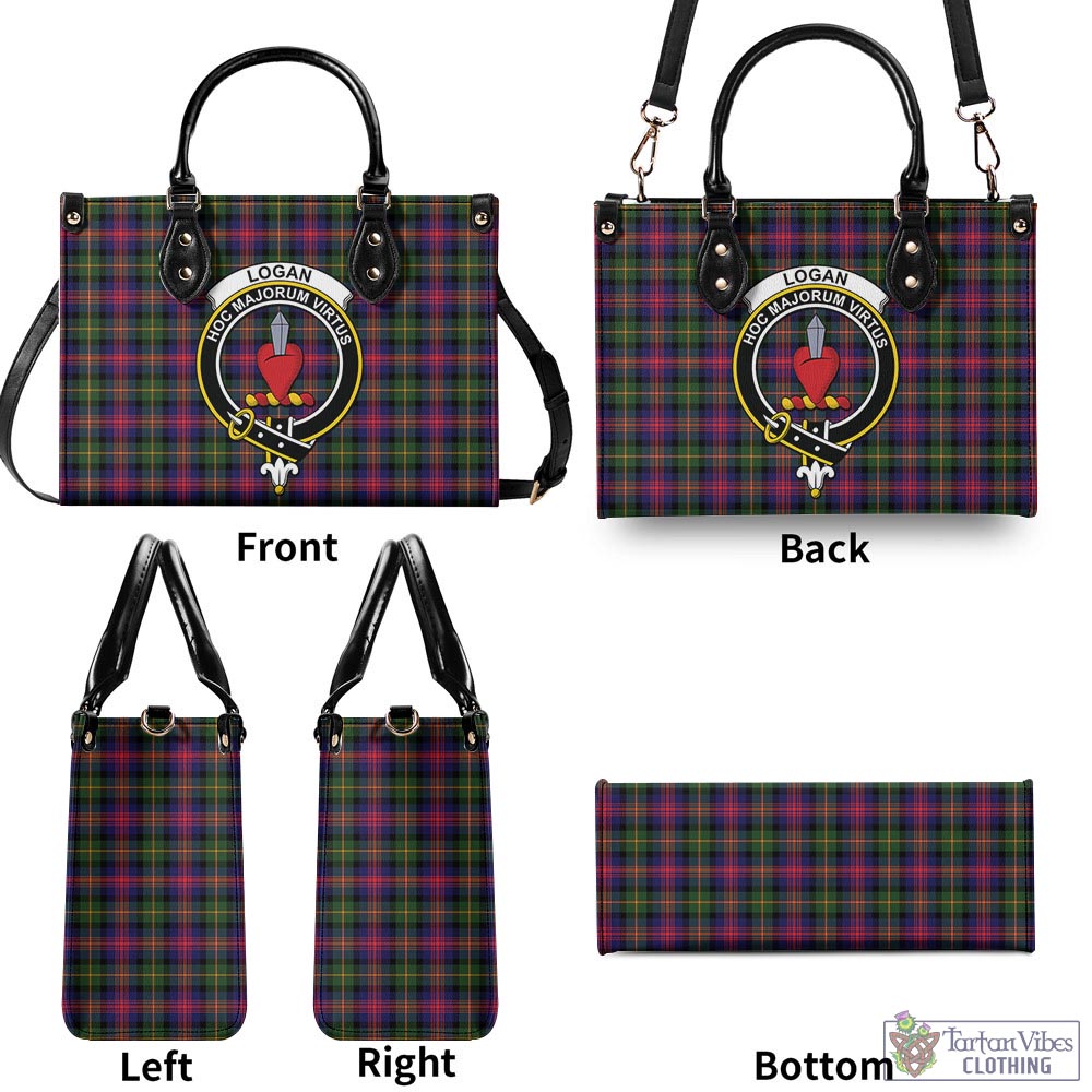 Tartan Vibes Clothing Logan Modern Tartan Luxury Leather Handbags with Family Crest