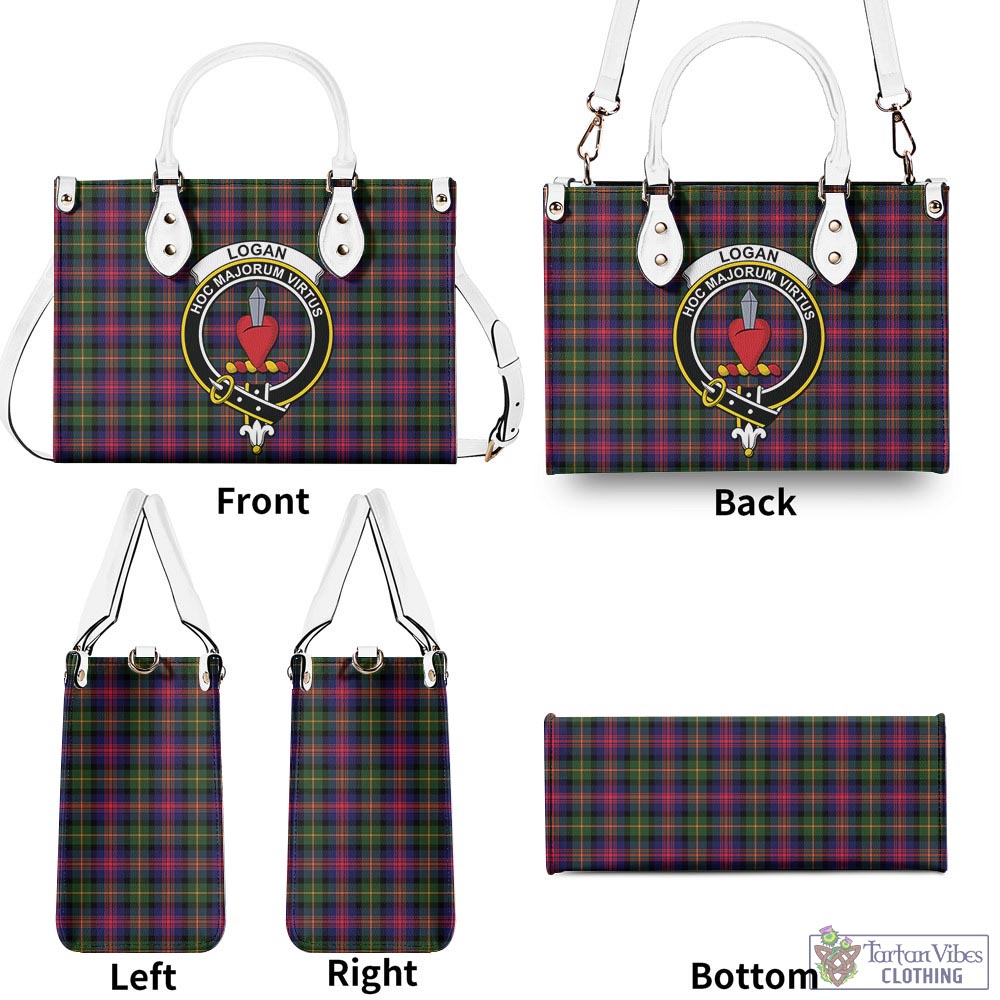 Tartan Vibes Clothing Logan Modern Tartan Luxury Leather Handbags with Family Crest