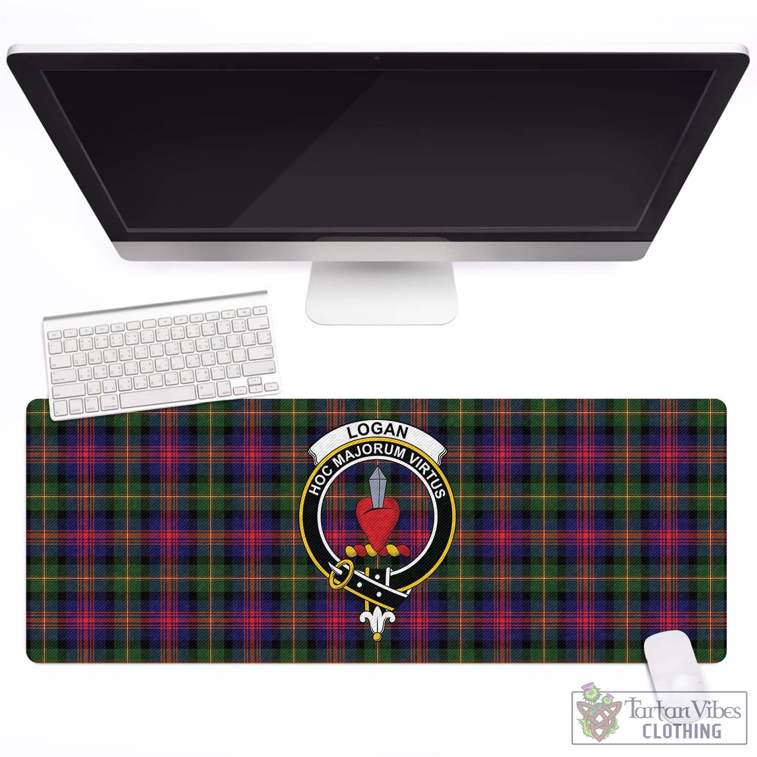 Tartan Vibes Clothing Logan Modern Tartan Mouse Pad with Family Crest