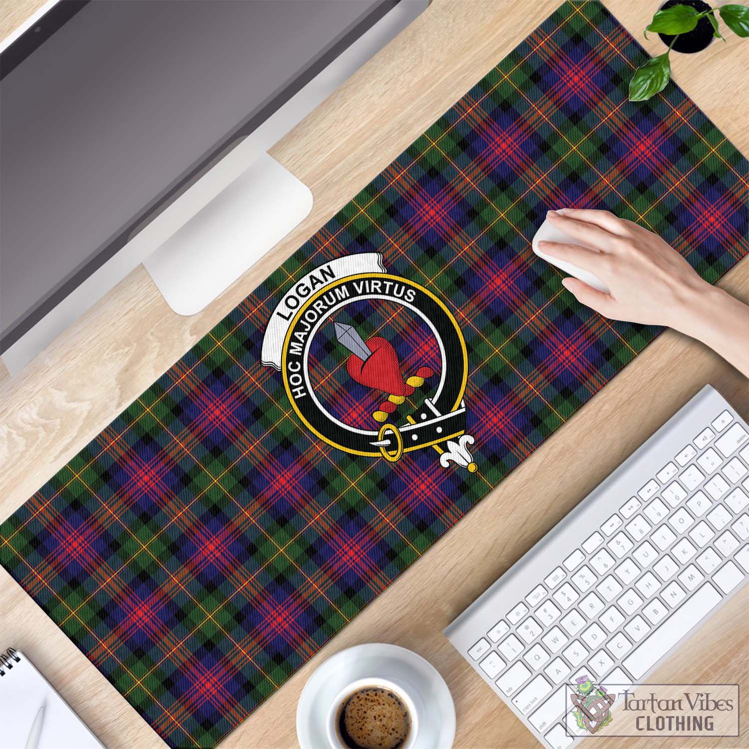 Tartan Vibes Clothing Logan Modern Tartan Mouse Pad with Family Crest