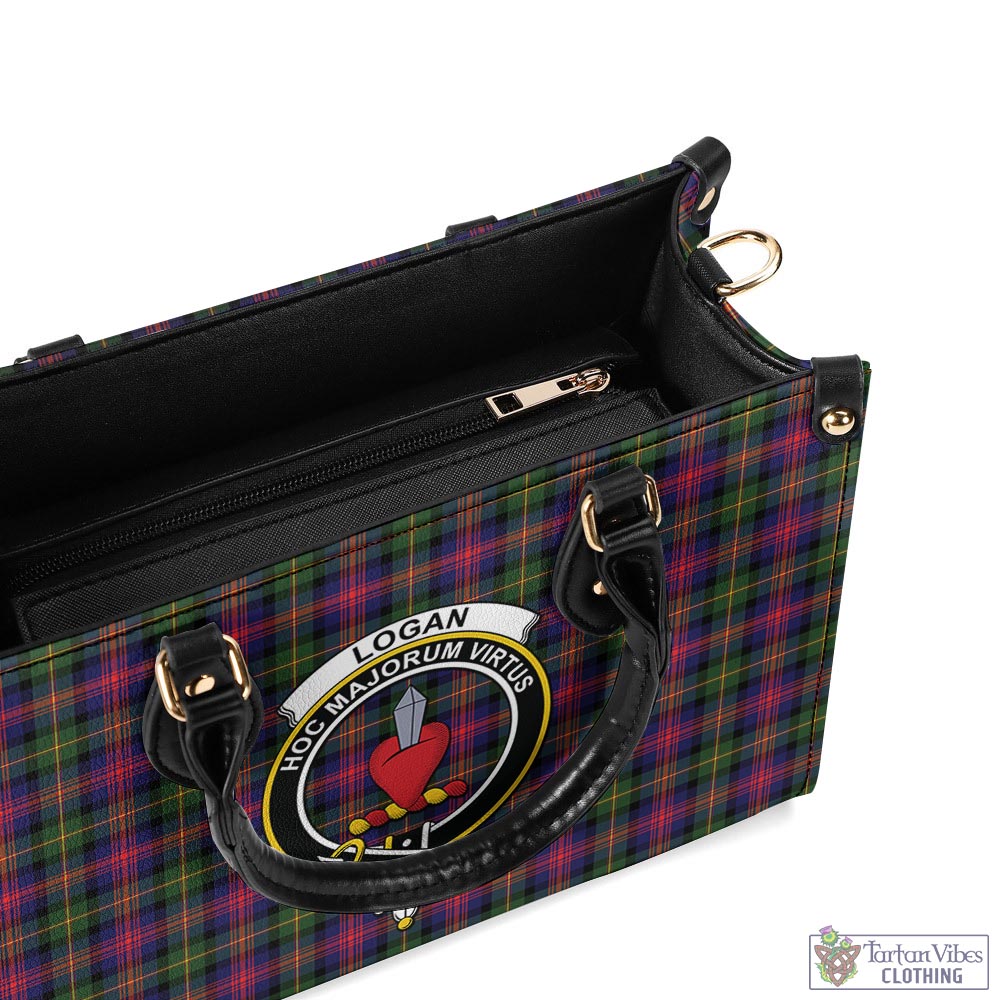 Tartan Vibes Clothing Logan Modern Tartan Luxury Leather Handbags with Family Crest