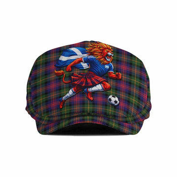 Logan Scotland Football Tartan Flat Cap, Jeff Cap Lion Mascot Go Scottish Flat Cap - Tartan Vibes Clothing