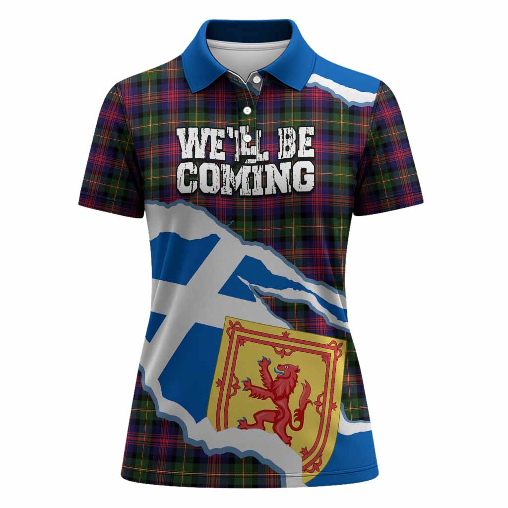 Logan Scotland Football Tartan Women Polo Shirt We'll Be Coming