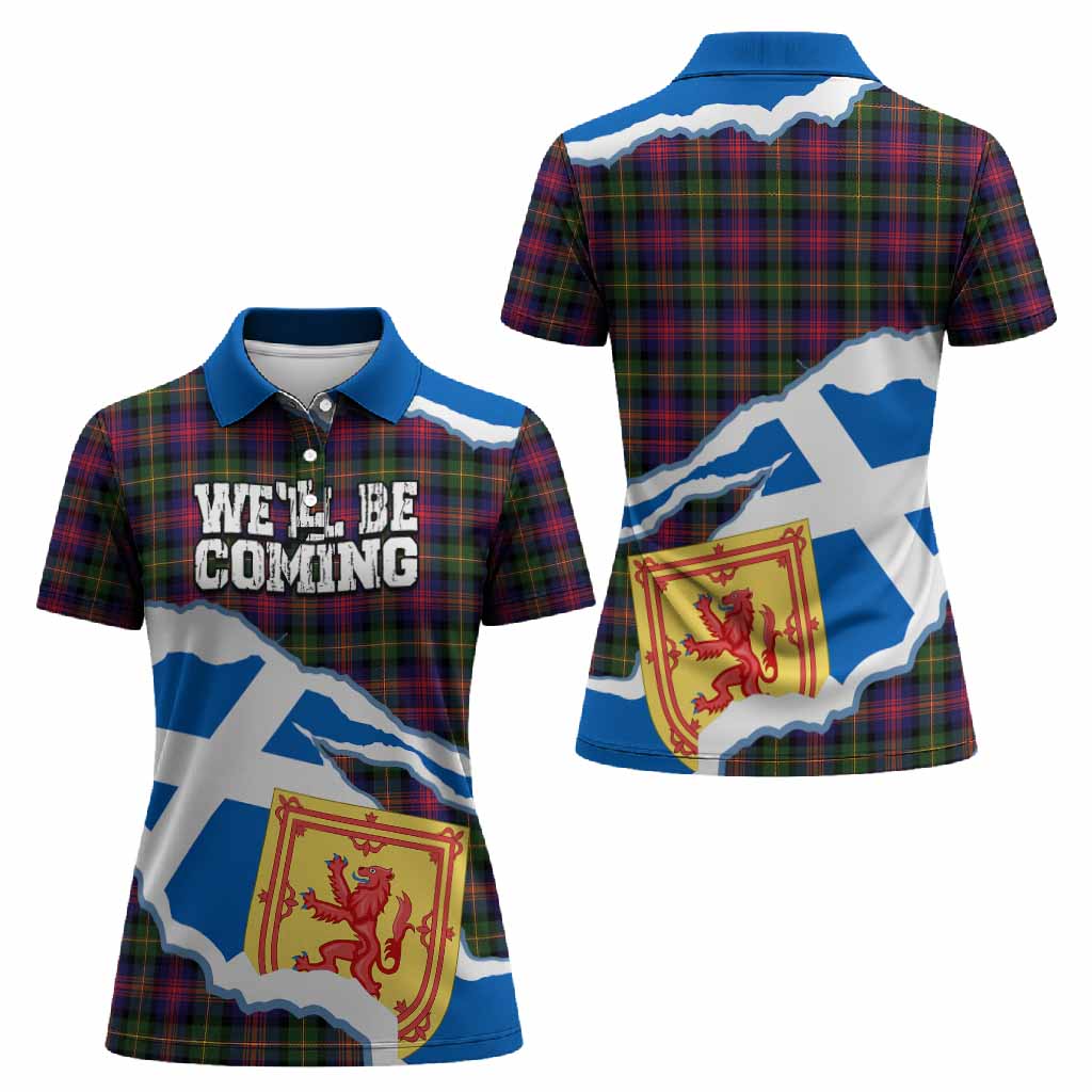 Logan Scotland Football Tartan Women Polo Shirt We'll Be Coming