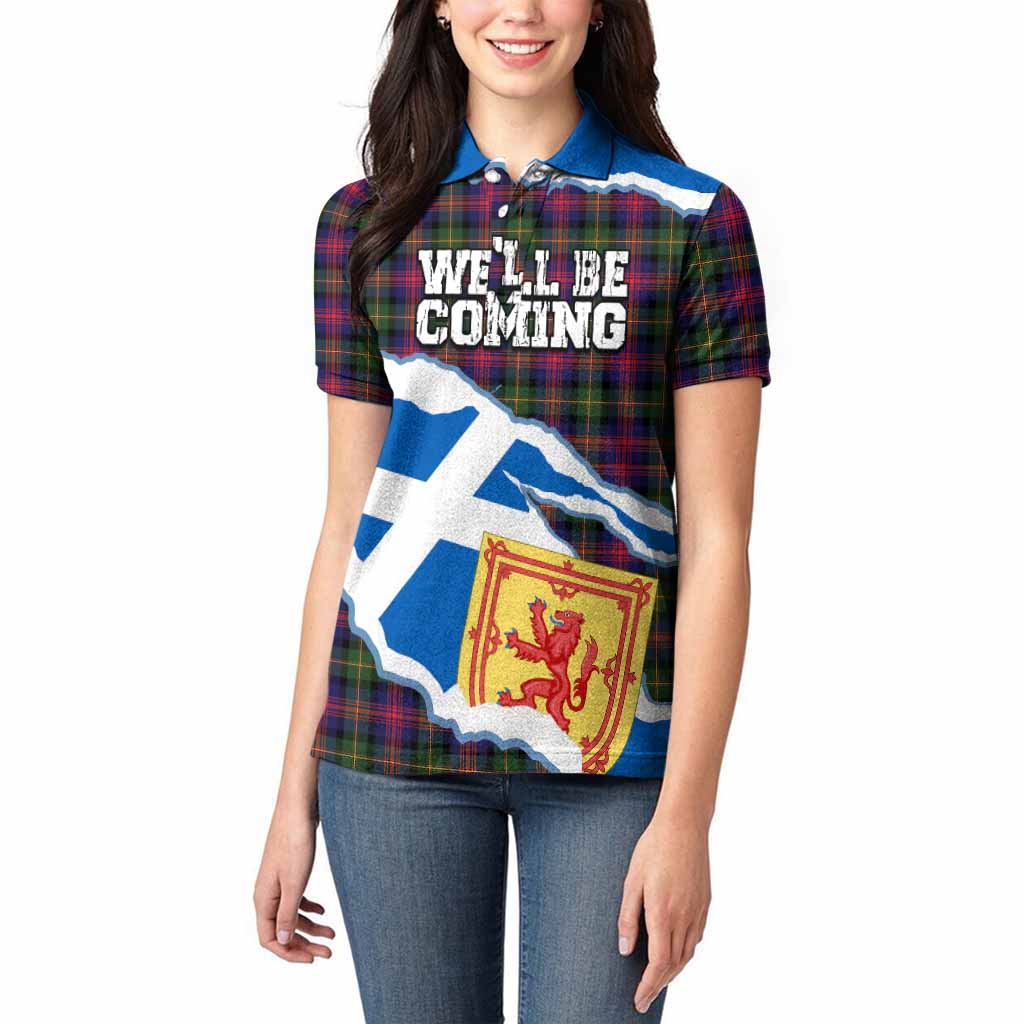 Logan Scotland Football Tartan Women Polo Shirt We'll Be Coming