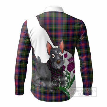 Logan Scottish Terrier Tartan Crest Long Sleeve Button Shirts Thistle Heritage Art